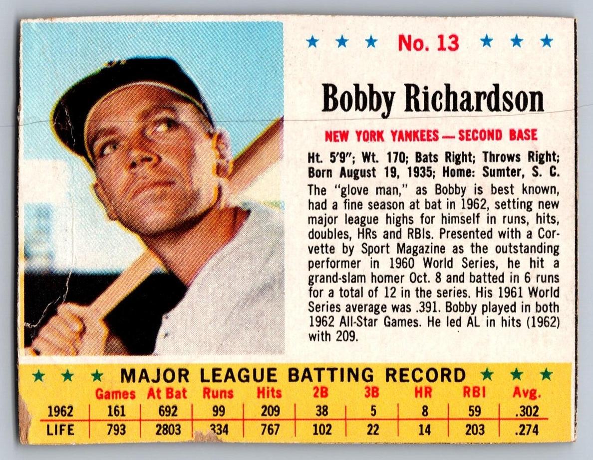 1963 Bobby Richardson #13