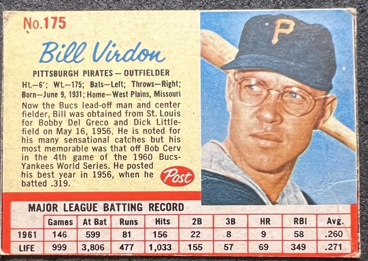 1962 Bill Virdon #175