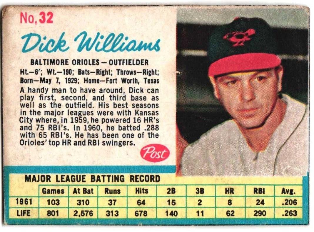 1962 Dick Williams #32