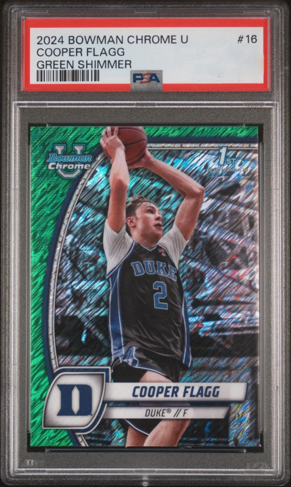 Cooper Flagg 2024 Bowman Chrome University Basketball Green Shimmer Refractor