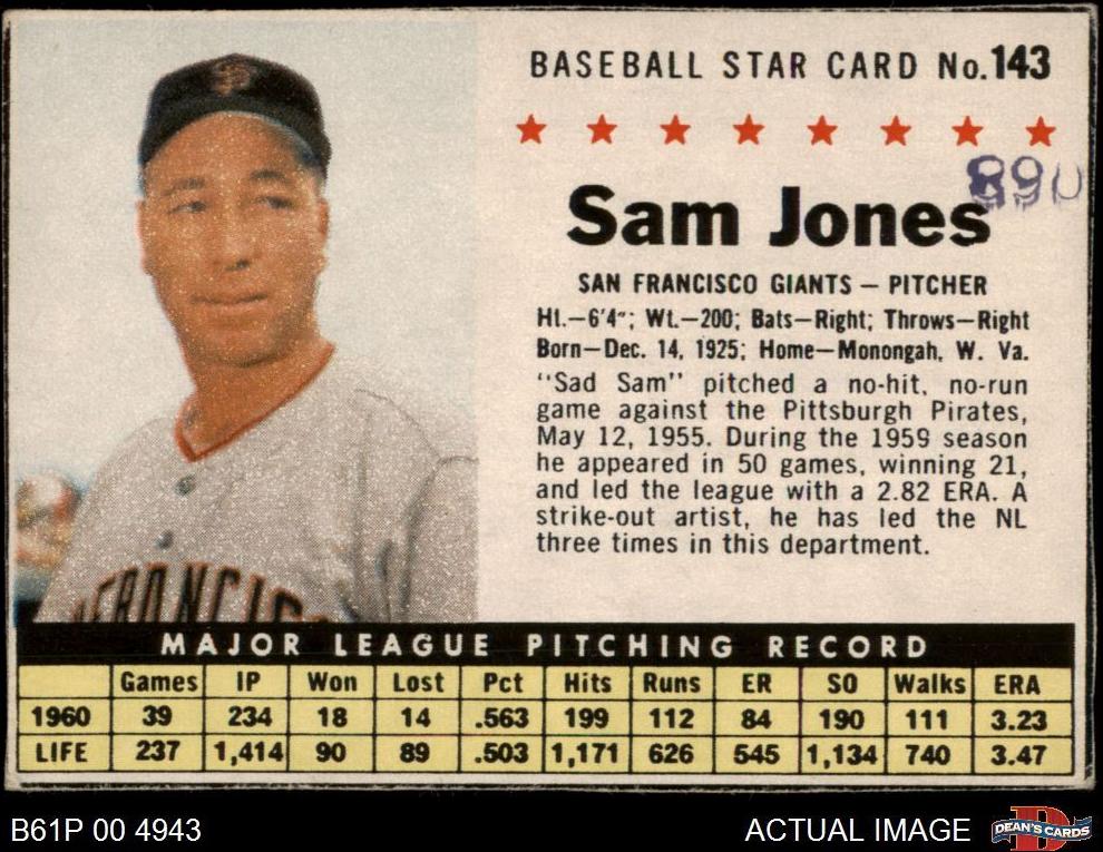 1961 Sam Jones [Hand Cut] #143