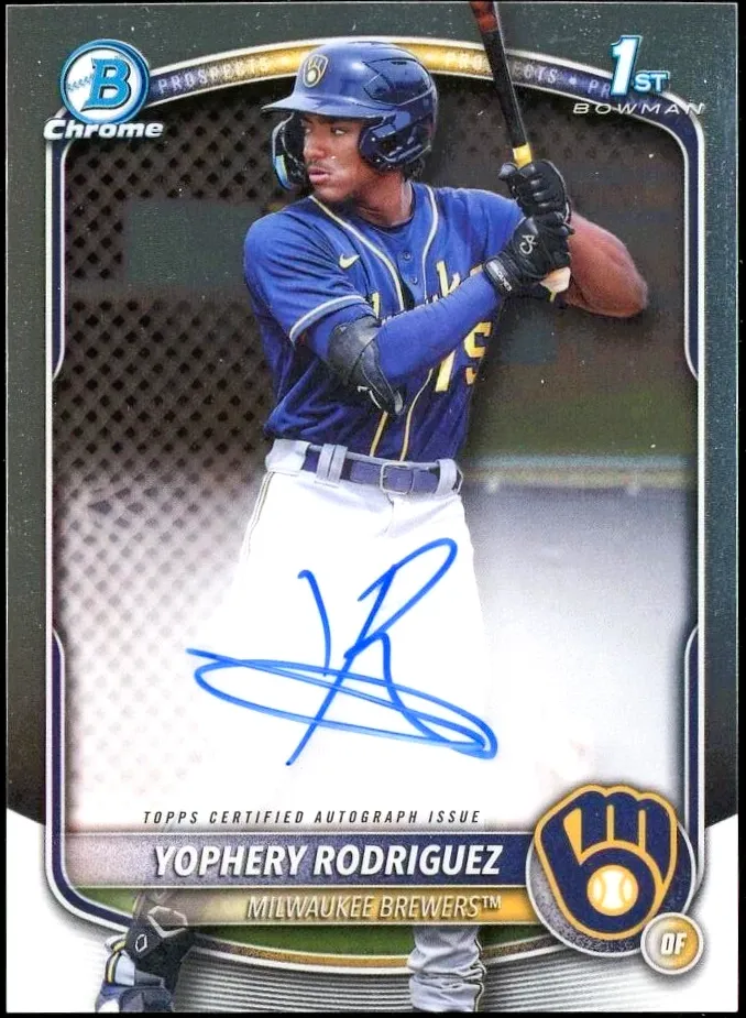 2025 Bowman Chrome Prospects Yophery Rodriguez #CPA-YR card