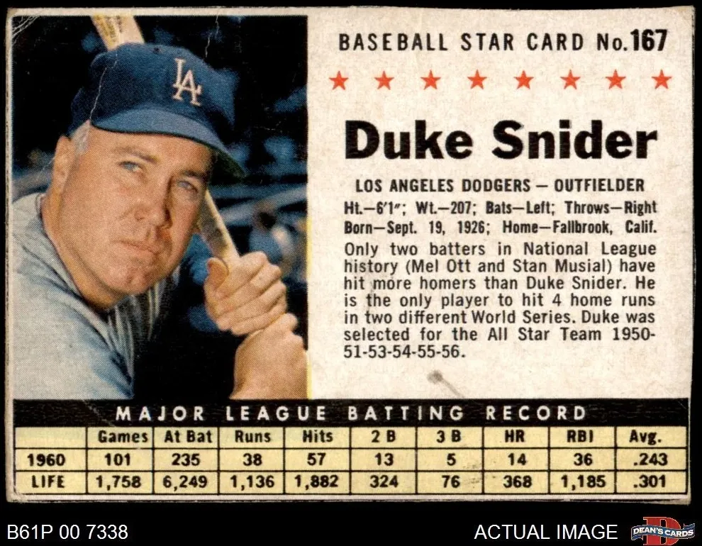 1961 Duke Snider [Hand Cut] #167