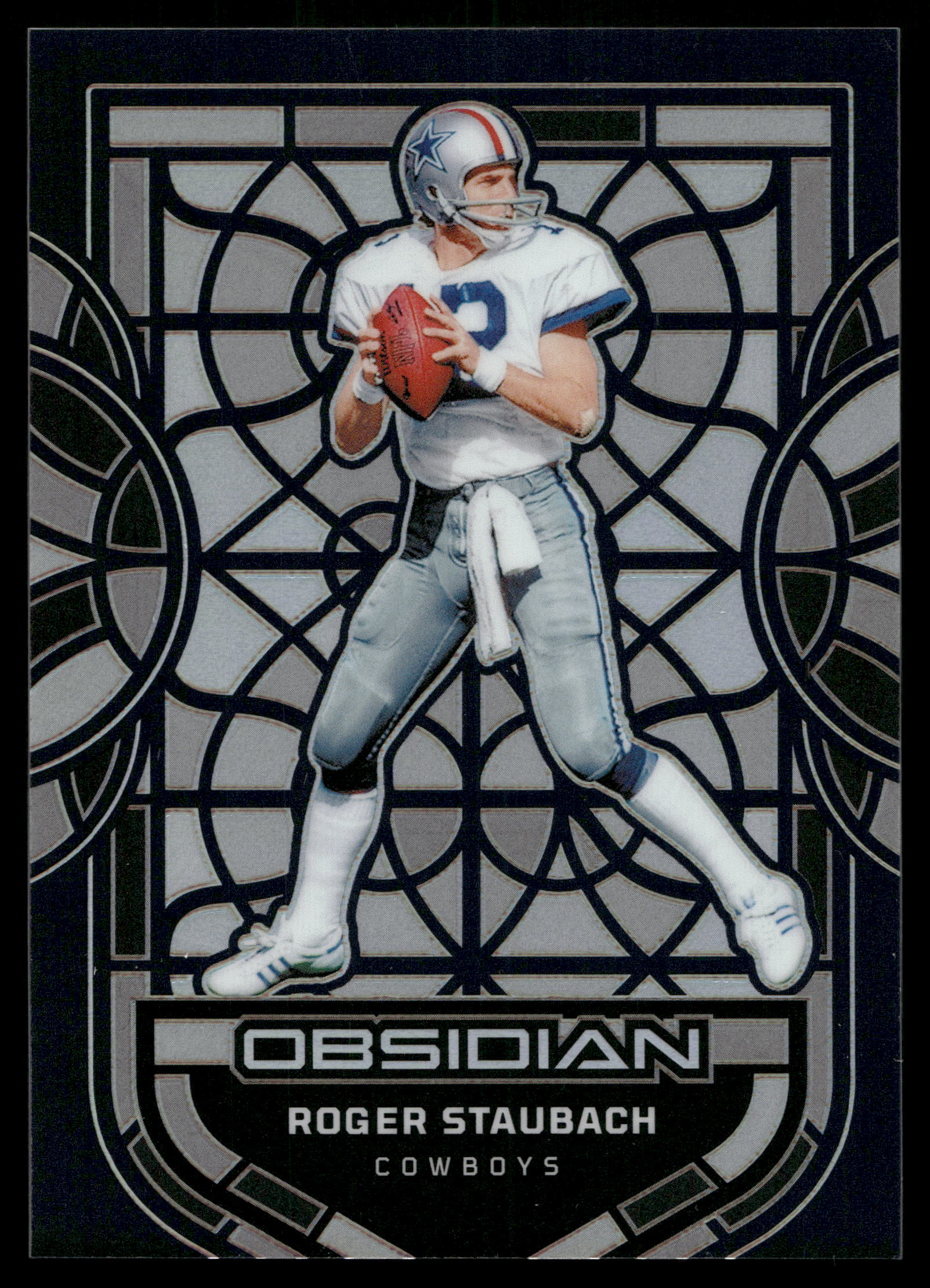 2024 Panini Obsidian Black Stained Glass Roger Staubach #1 card