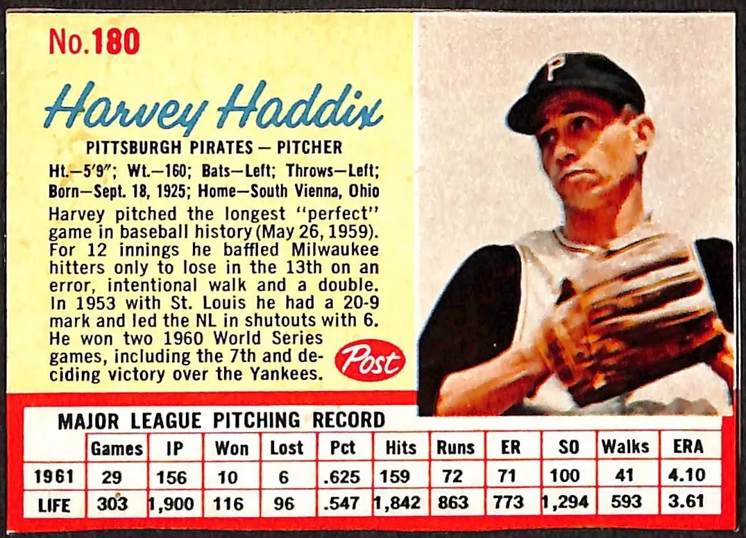 1962 Harvey Haddix #180