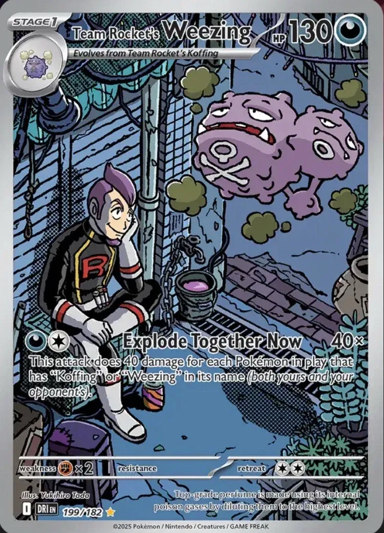2025 Pokemon Team Rocket ILLUSTRATION RARE #199 Weezing front