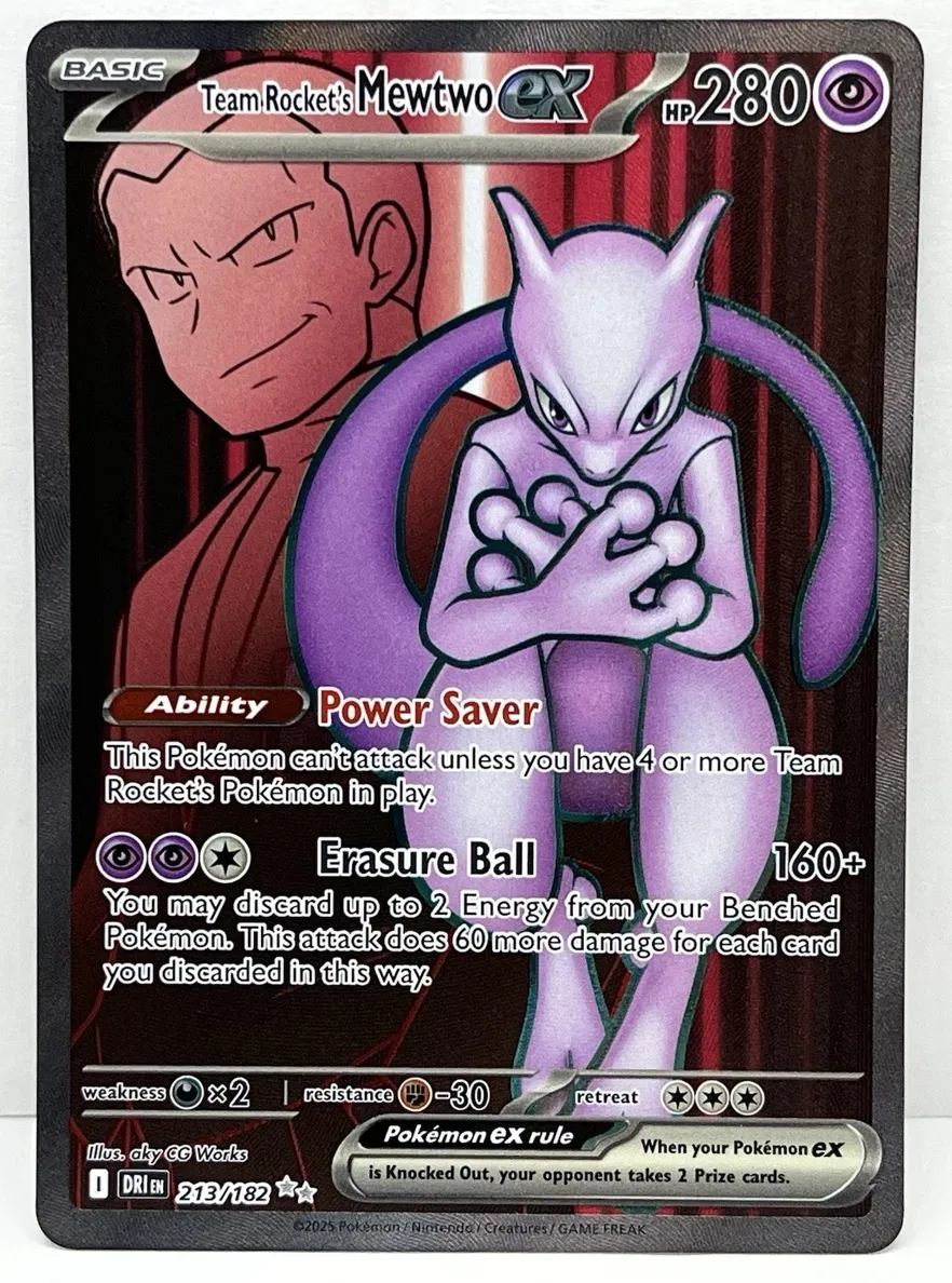 2025 Pokemon Team Rocket ULTRA RARE #213 Mewtwo front