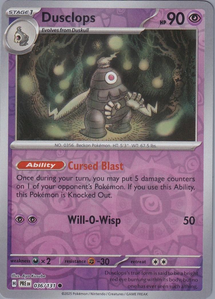Dusclops 2025 Pokemon Scarlet & Violet Prismatic Evolutions