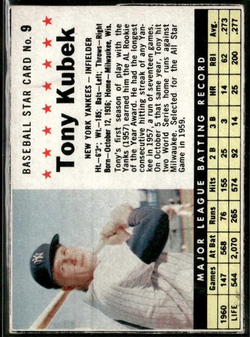 1961 Tony Kubek [Hand Cut] #9