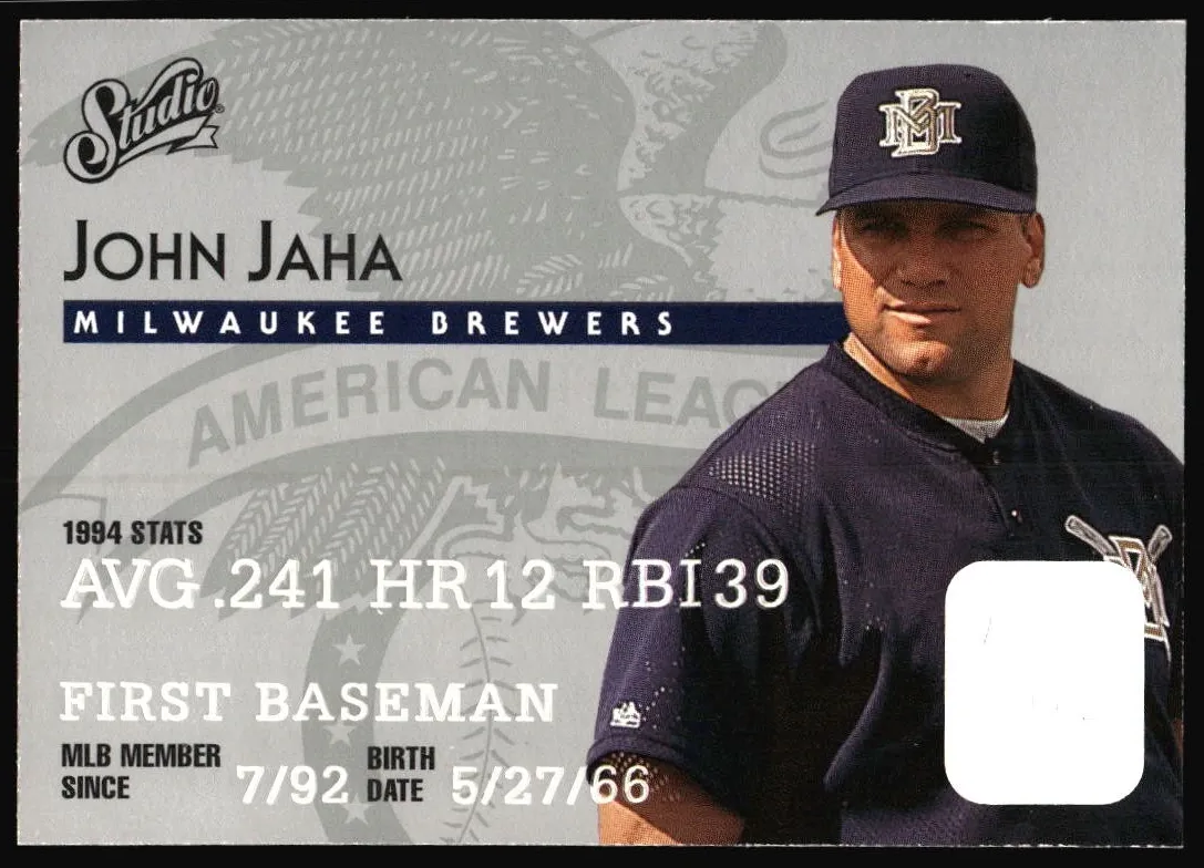 1995 Studio John Jaha #131 card