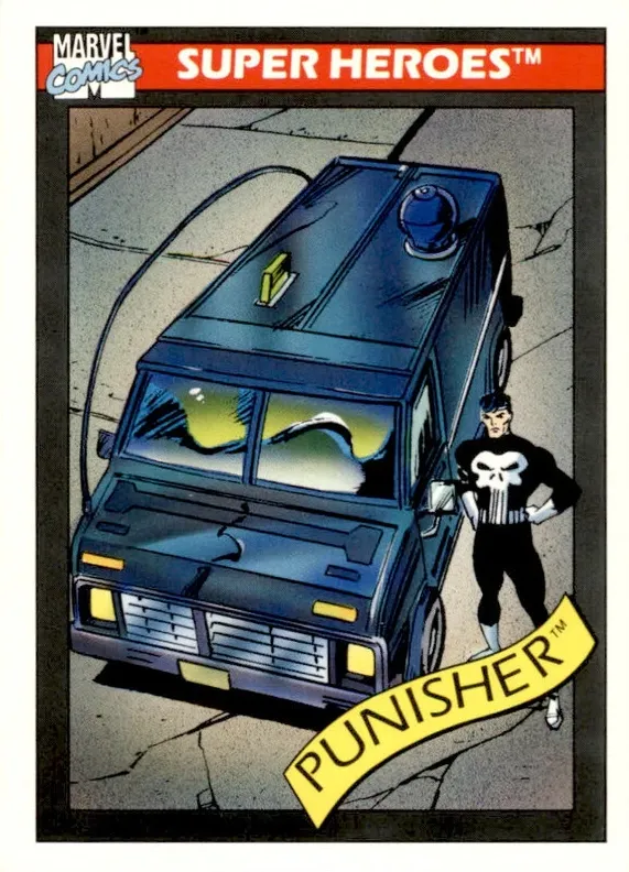 1990 Impel Marvel Universe #44 Punisher's Battle Van front