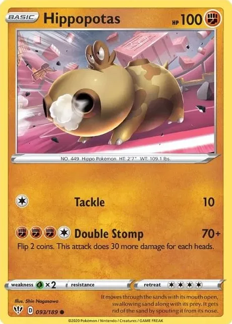 Hippopotas 2020 Pokemon Sword & Shield Darkness Ablaze