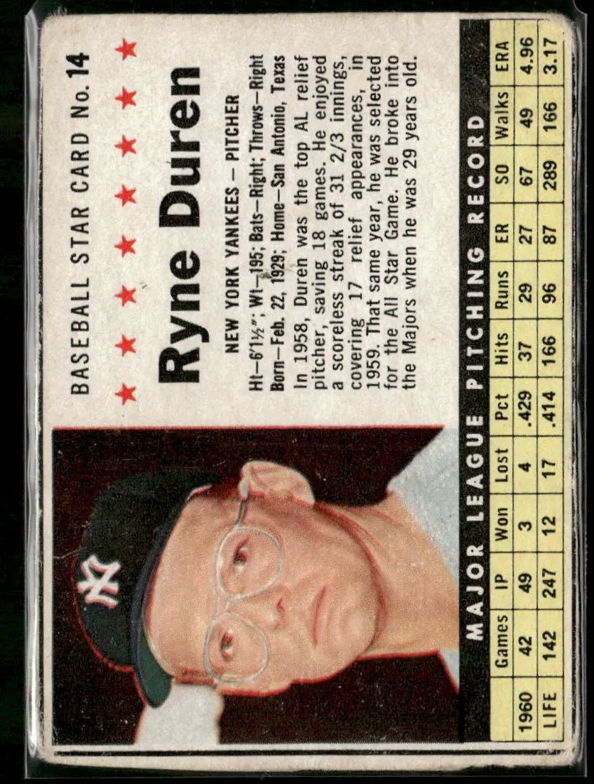 1961 Ryne Duren [Hand Cut] #14