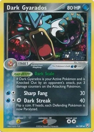 2004 Pokemon Team Rocket Reverse Holo #36 Gyarados front