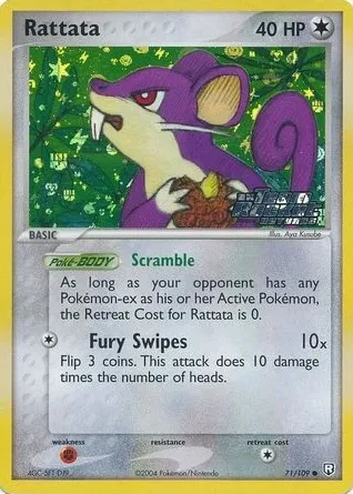 2004 Pokemon Team Rocket Reverse Holo #71 Rattata front