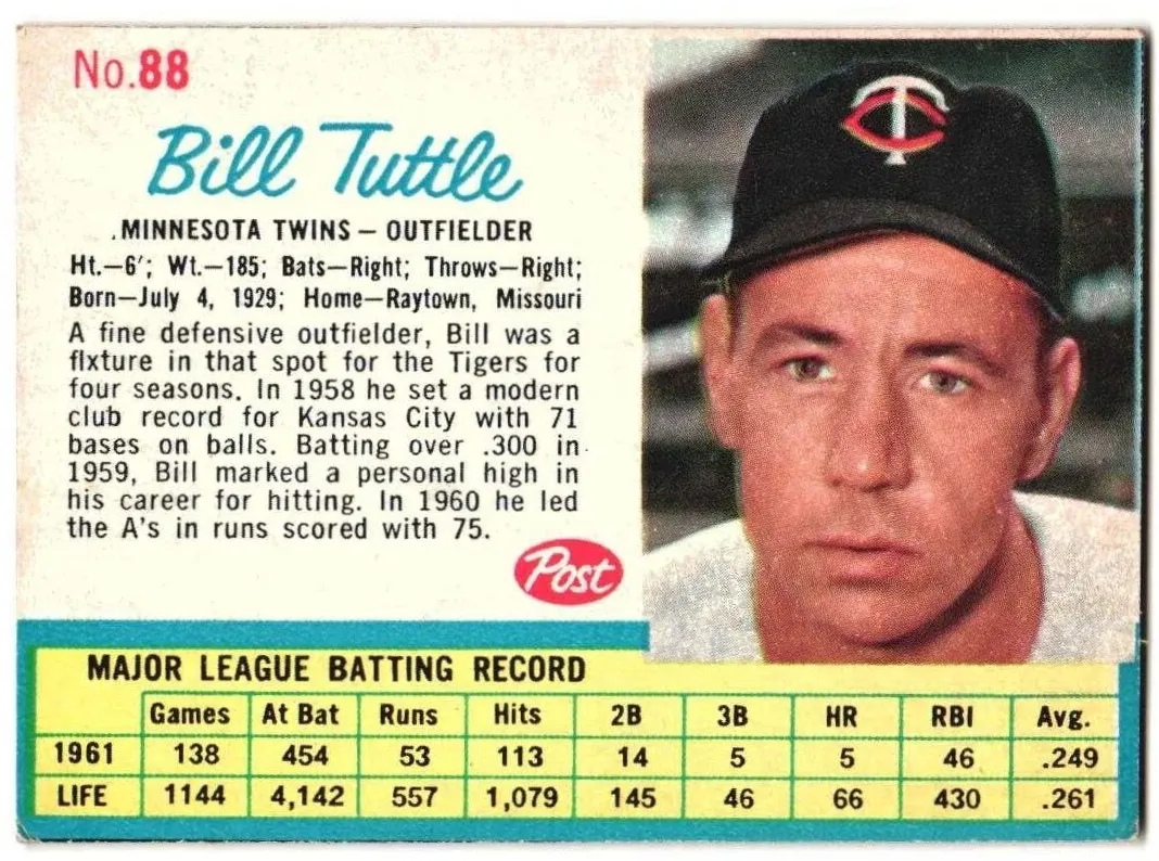 1962 Bill Tuttle #88
