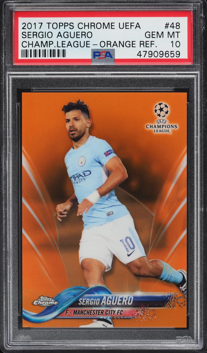 2017 Topps Chrome UEFA Champions League Sergio Aguero [Red] #48 card