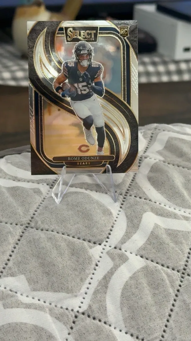 2024 Panini Select Rome Odunze [Neon Green Prizm Shock] #136 card