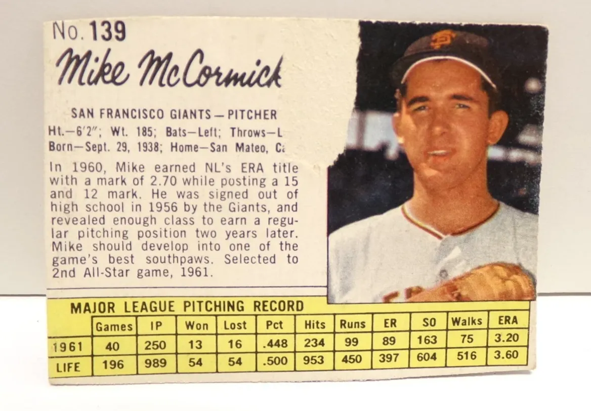 1962 Mike McCormick #139