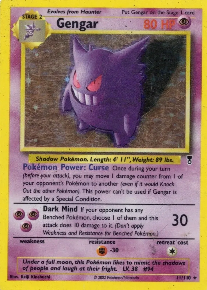 2002 Pokemon Legendary Collection #11 Gengar-Holo front