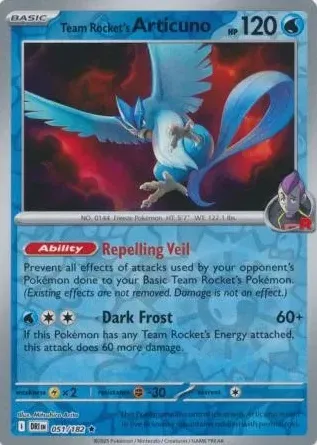 Team Rocket's Articuno 2025 Pokemon Scarlet & Violet Destined Rivals Reverse Holo