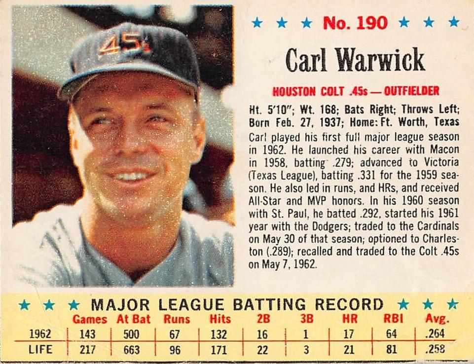 1963 Carl Warwick #190