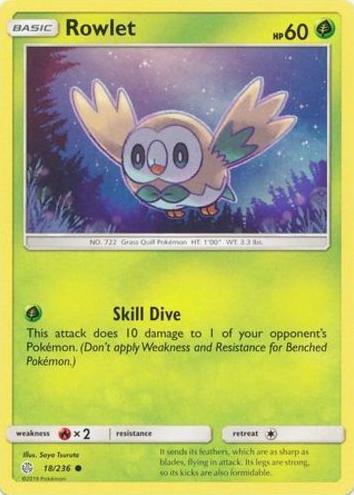 Rowlet 2019 Pokemon Sun & Moon Cosmic Eclipse