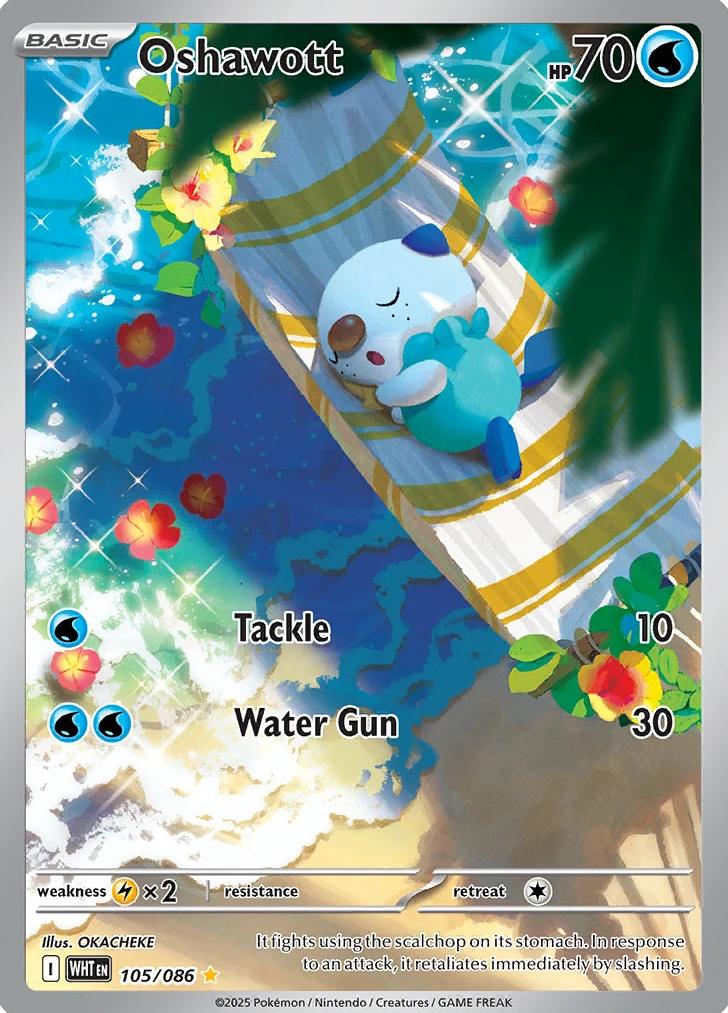2025 Pokemon White Flare Holo #105 Oshawott front