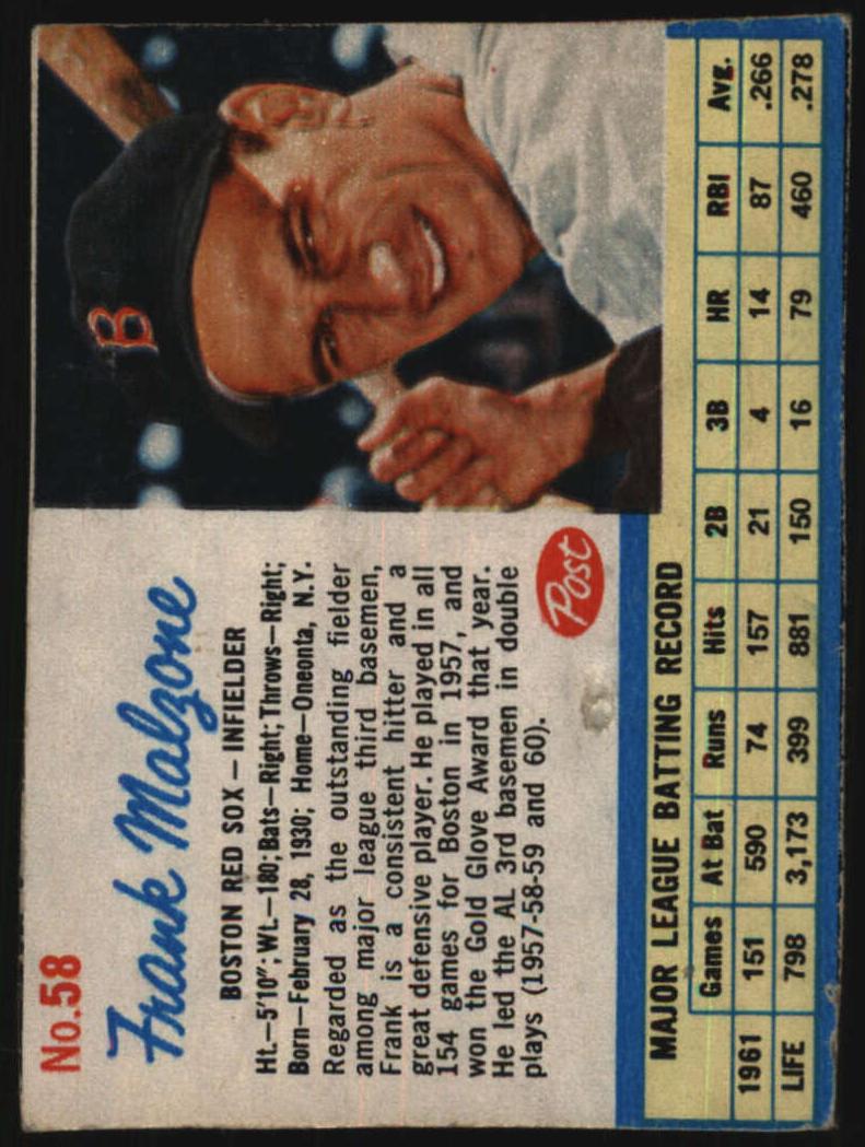 1962 Frank Malzone #58