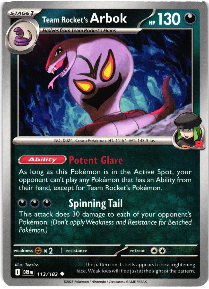 Team Rocket's Arbok 2025 Pokemon Scarlet & Violet Destined Rivals
