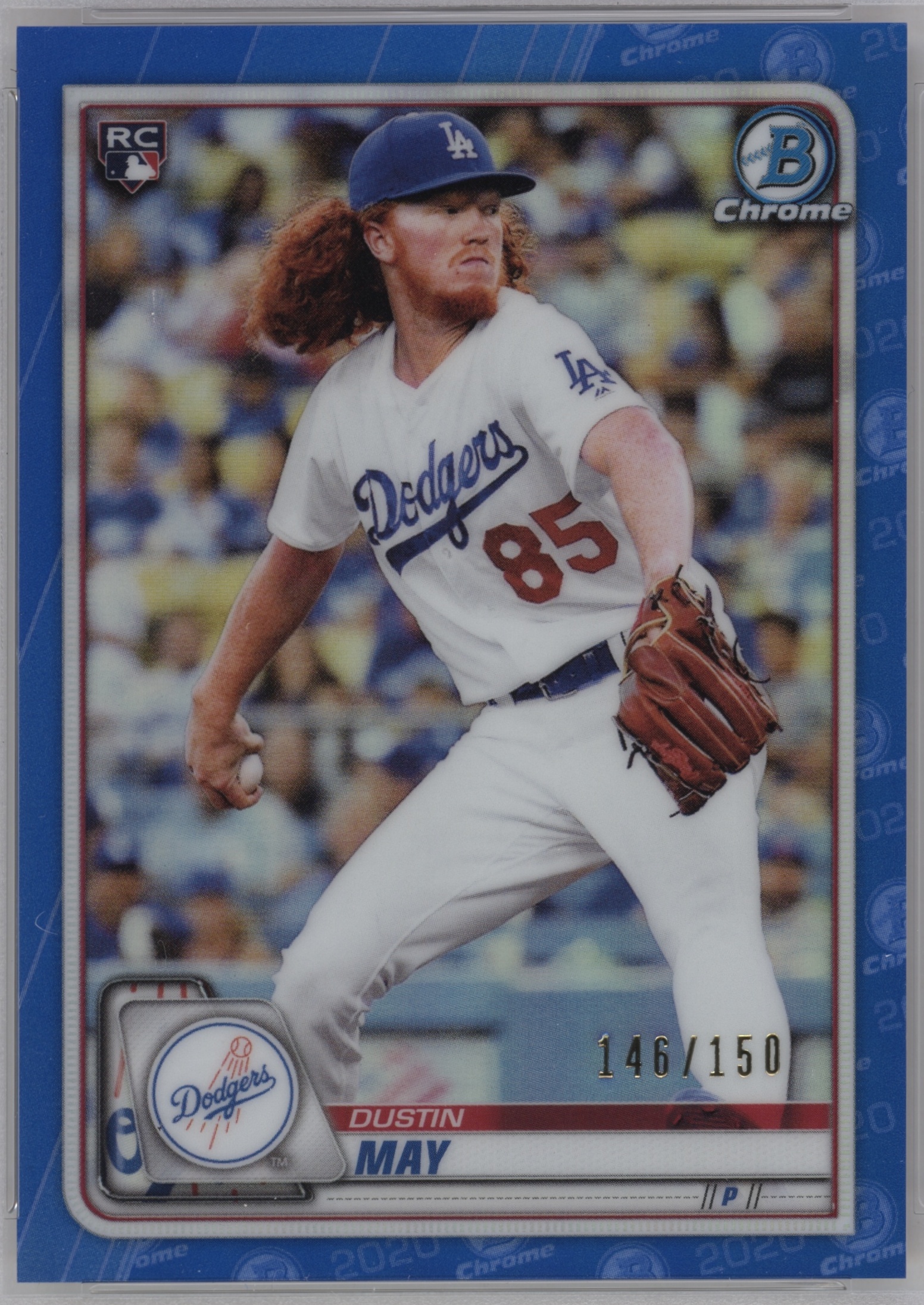 2020 Bowman Chrome Baseball Blue Refractor Dustin May #96