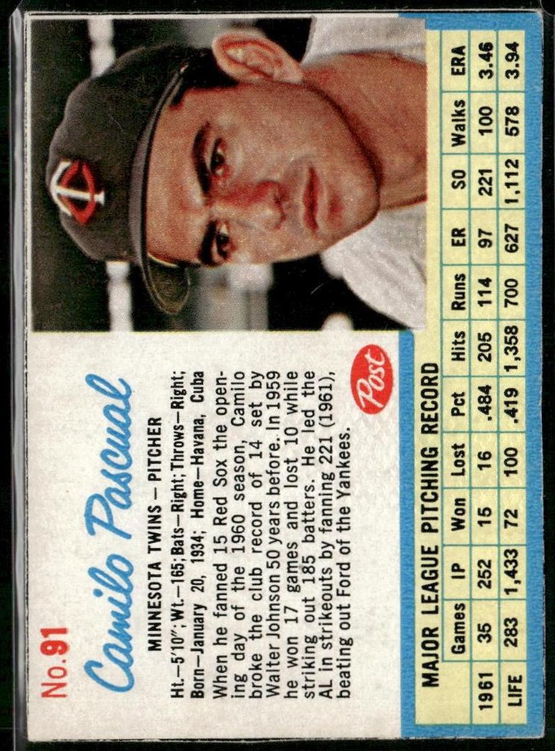 1962 Camilo Pascual #91