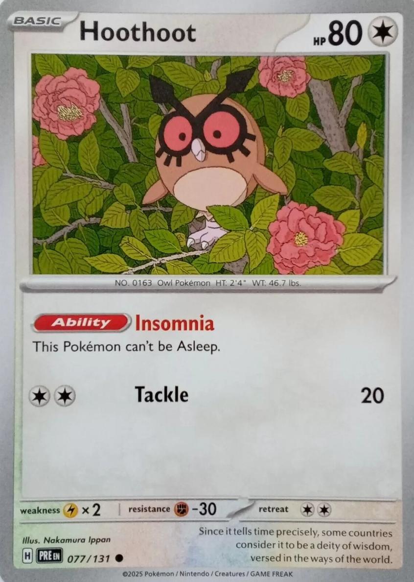 Hoothoot 2025 Pokemon Scarlet & Violet Prismatic Evolutions