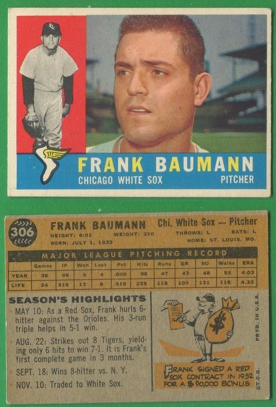 1960 Topps Frank Baumann #306 card
