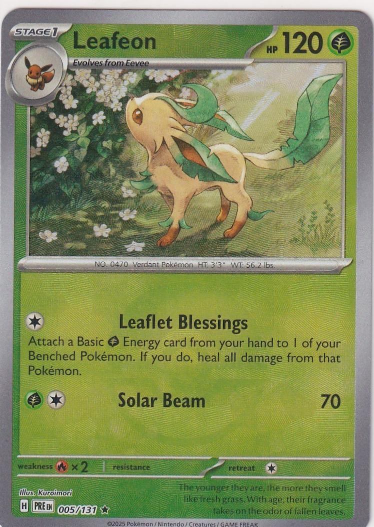 Leafeon 2025 Pokemon Scarlet & Violet Prismatic Evolutions Reverse Holo