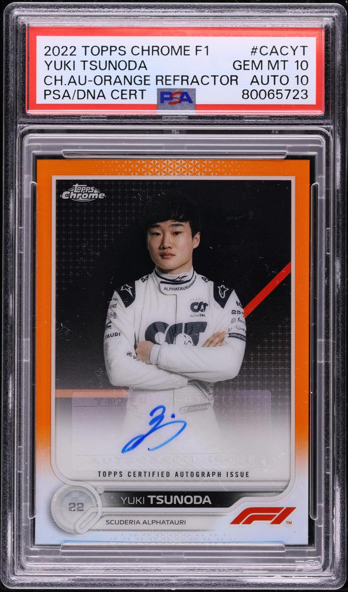 2022 Topps Chrome F1 Yuki Tsunoda [Orange Refractor] #CAC-YT card