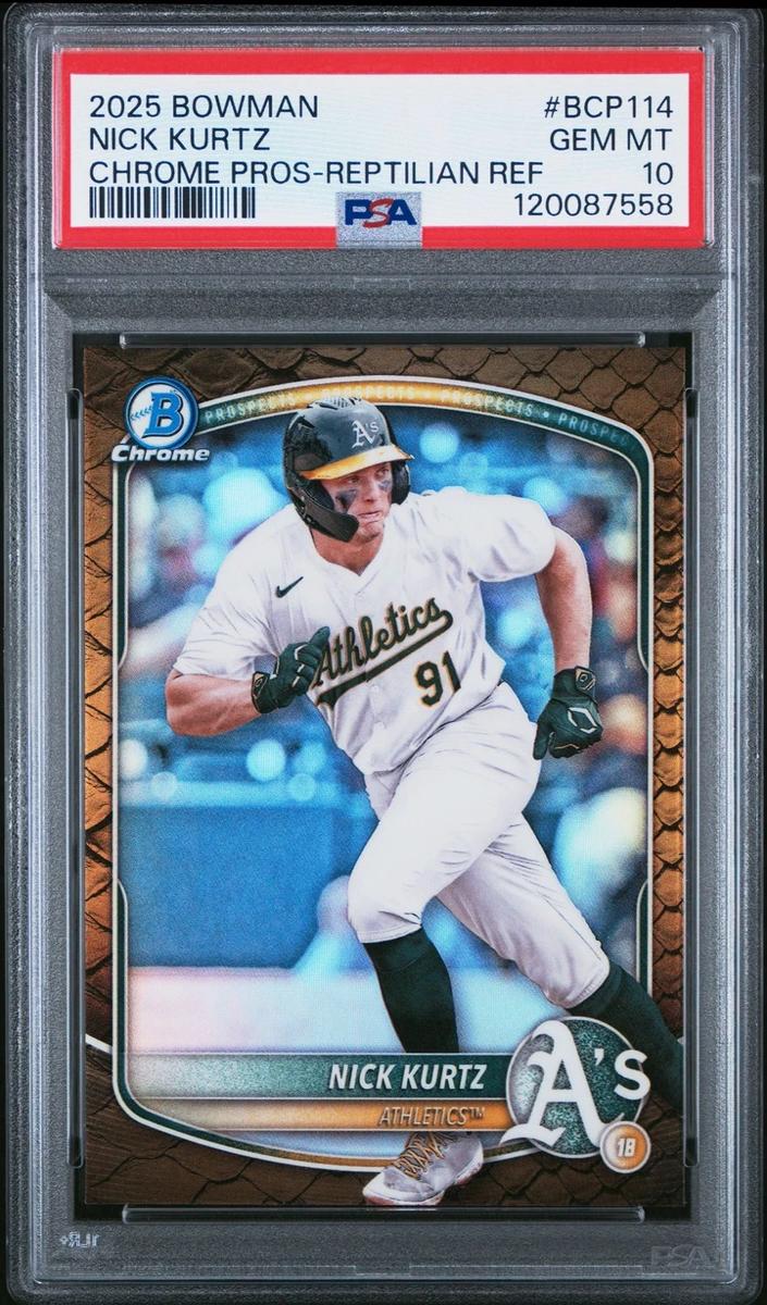 Nick Kurtz 2025 Bowman Chrome Prospects Baseball Reptilian Refractor