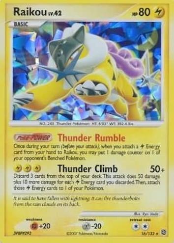 2007 Pokemond&P Secret Wonders Holo #16 Raikou front