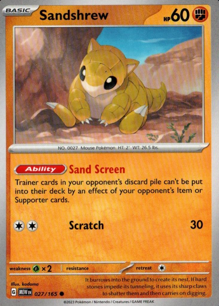 Sandshrew 2023 Pokemon Scarlet & Violet 151