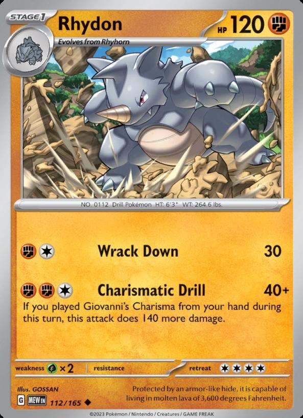 Rhydon 2023 Pokemon Scarlet & Violet 151