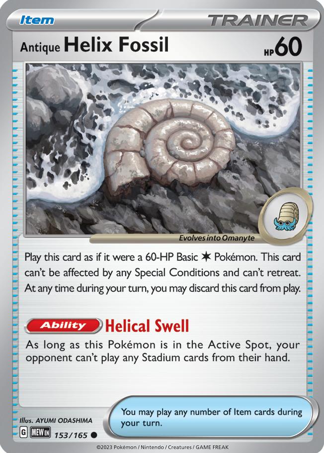Antique Helix Fossil 2023 Pokemon Scarlet & Violet 151