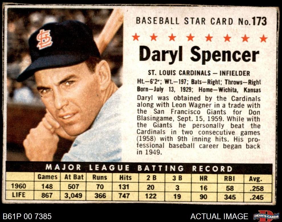 1961 Daryl Spencer [Hand Cut] #173