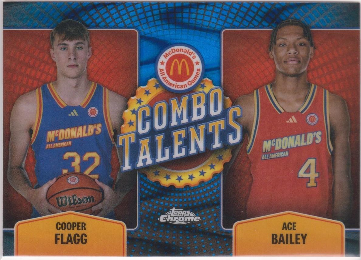 Ace Bailey / Cooper Flagg 2024 Topps Chrome McDonald's All American Combo Talents Basketball Blue RayWave Refractor
