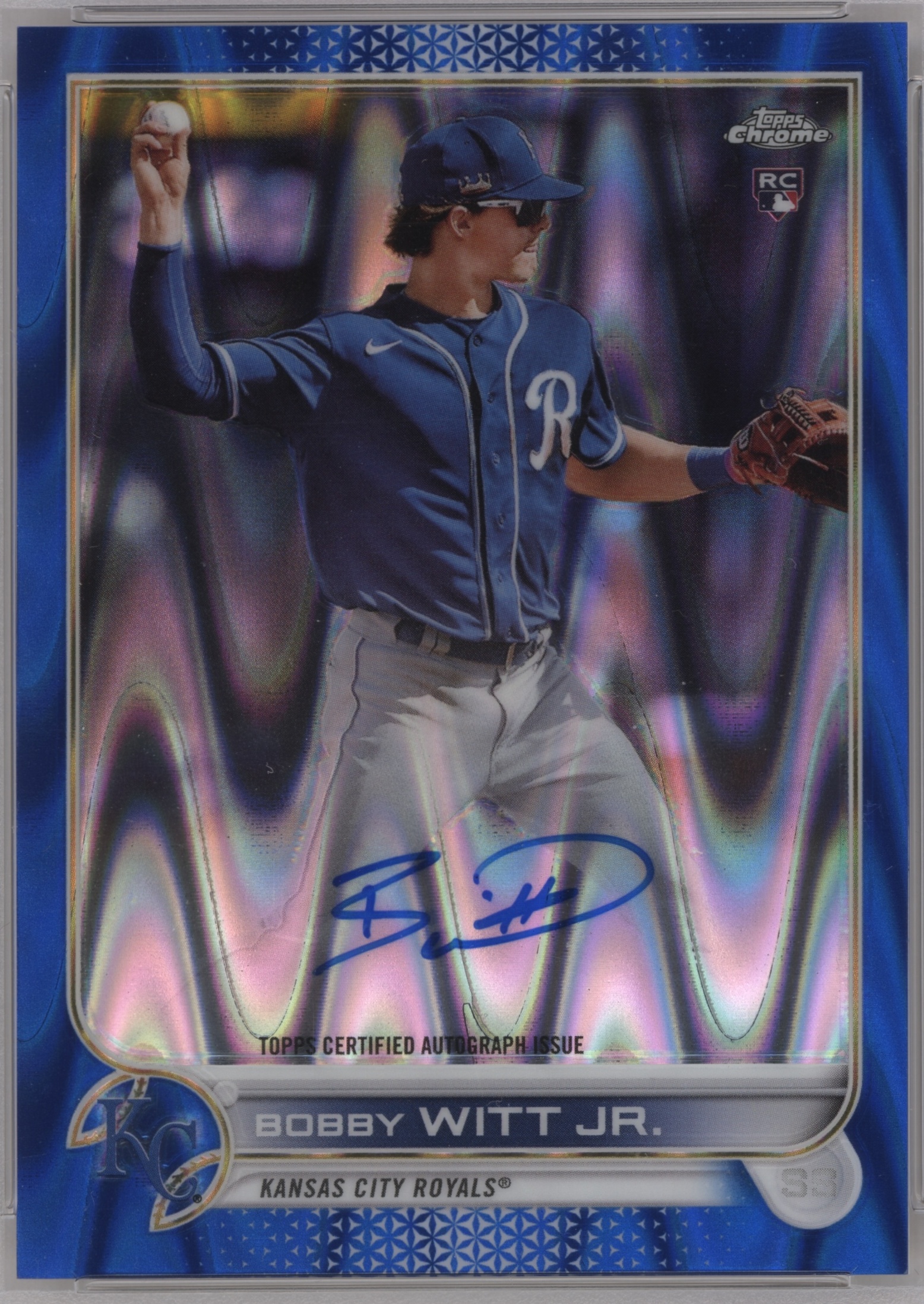 2022 Topps Chrome Baseball Blue Raywave Refractor Bobby Witt Jr. #RA-BW PSA 10
