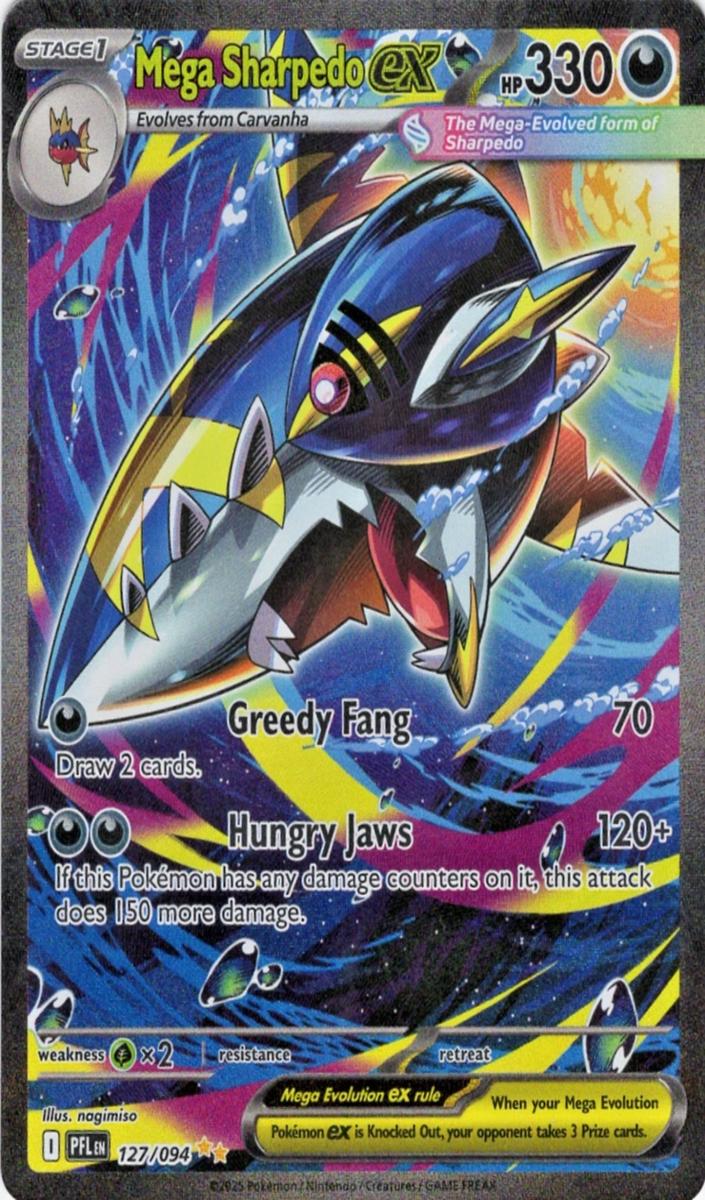 2025 Pokemon SPECIAL ILLUSTRATION RARE #127 MEGA SHARPEDO ex front