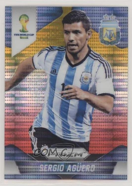 2014 Panini Prizm World Cup Sergio Aguero [Yellow and Red Pulsar] #13 card