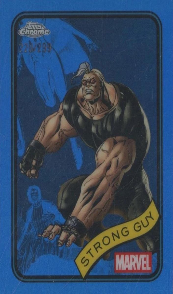 2025 Topps Chrome Marvel Strong Guy [Blue Refractor] #182 card