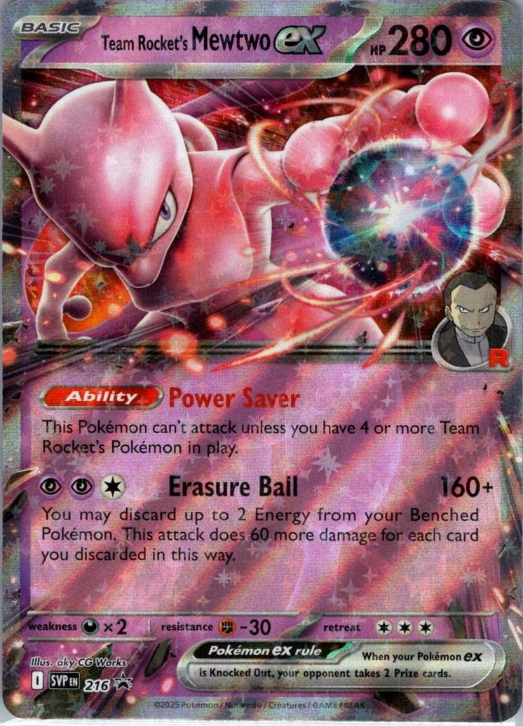 2025 Pokemon Team Rocket Black #216 Rocket's Mewtwo front