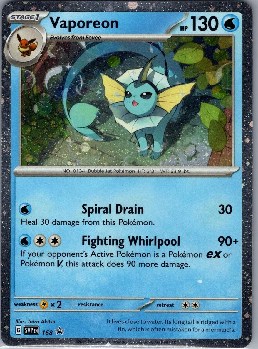 2025 Pokemon Scarlet & Violet Black Star Promos Vaporeon #168 card