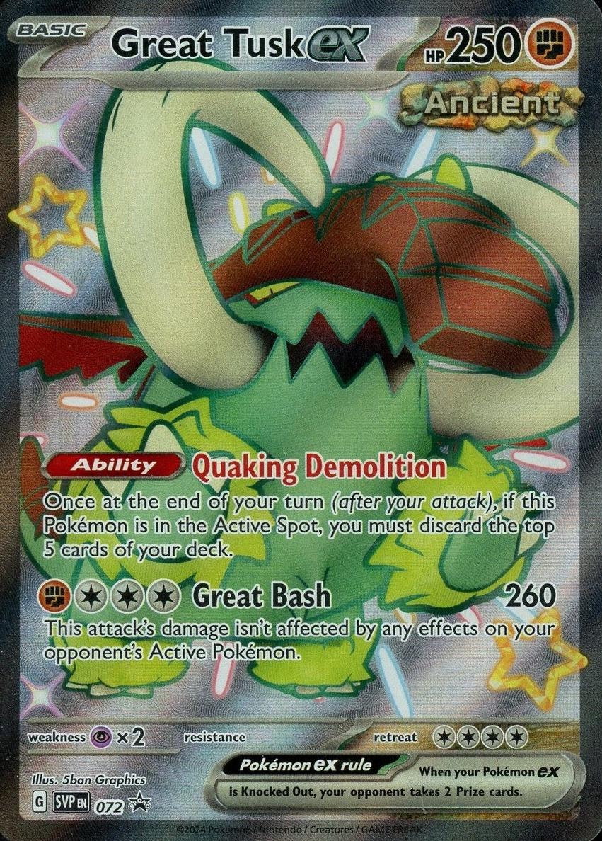 Great Tusk EX 2024 Pokemon Scarlet & Violet Black Star Promos Paldean Fates Tin